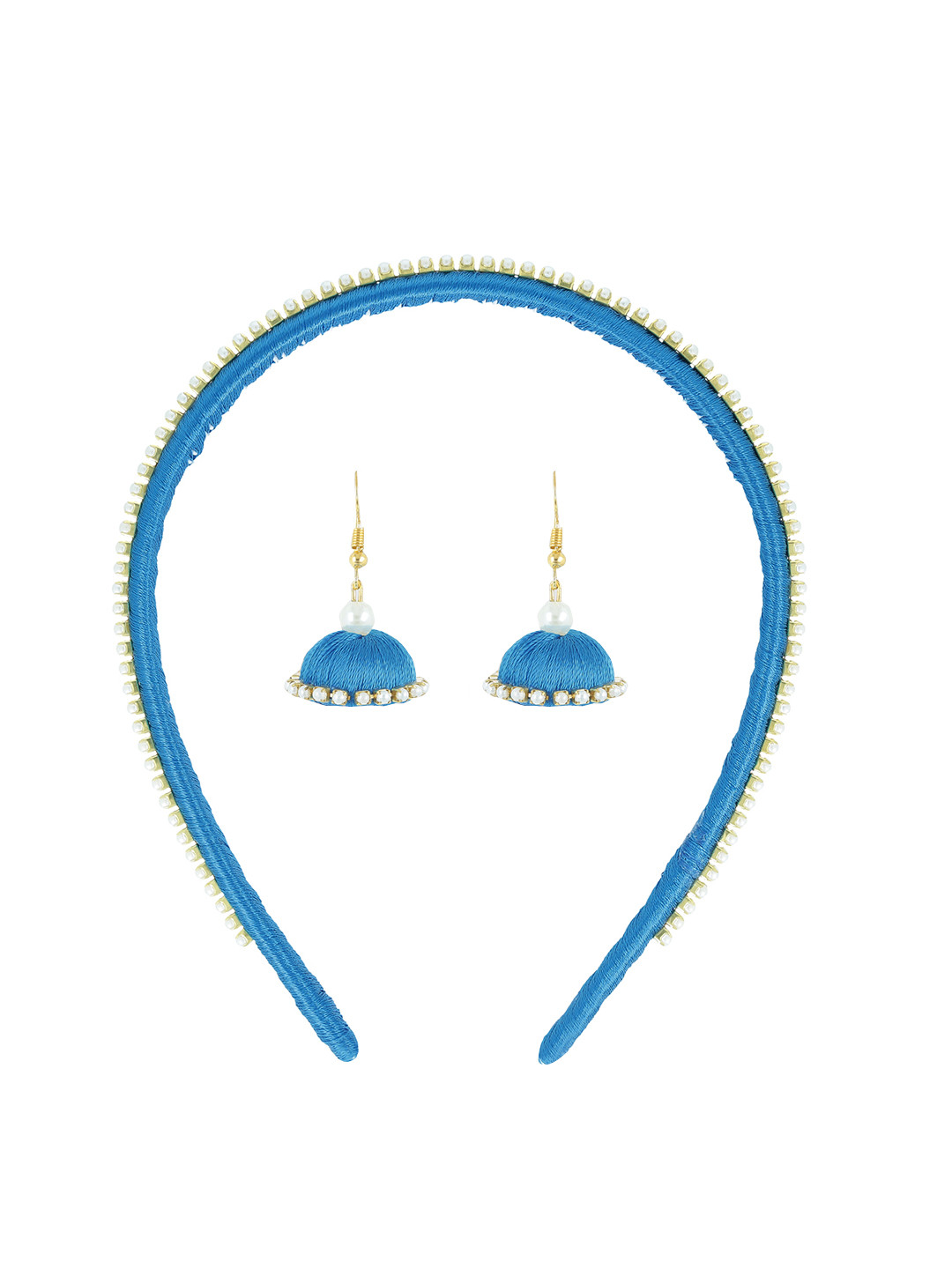 AKSHARA Girls Blue Set of 2 Beaded Hair Accessory Set