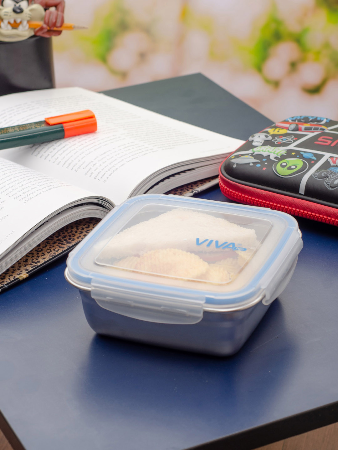 Viva H2O Steel Stainless Steel Dishwasher Safe 2 Piece Clip-On Box Container Set-750ml