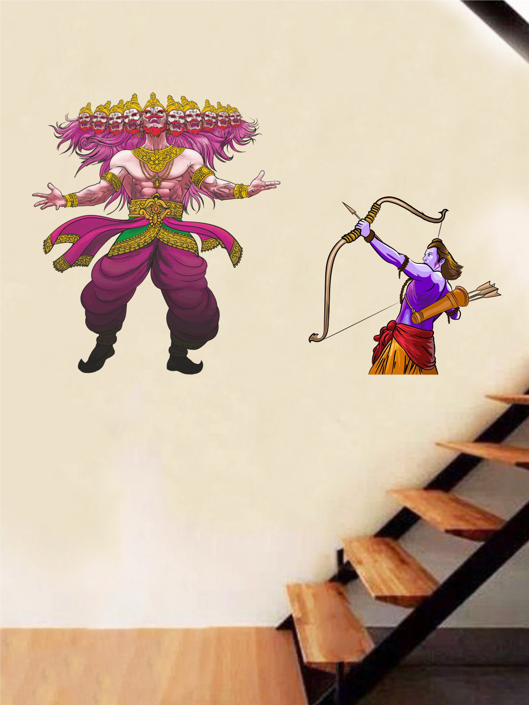 rawpockets Multicoloured Ramayanam Epic Wall Sticker