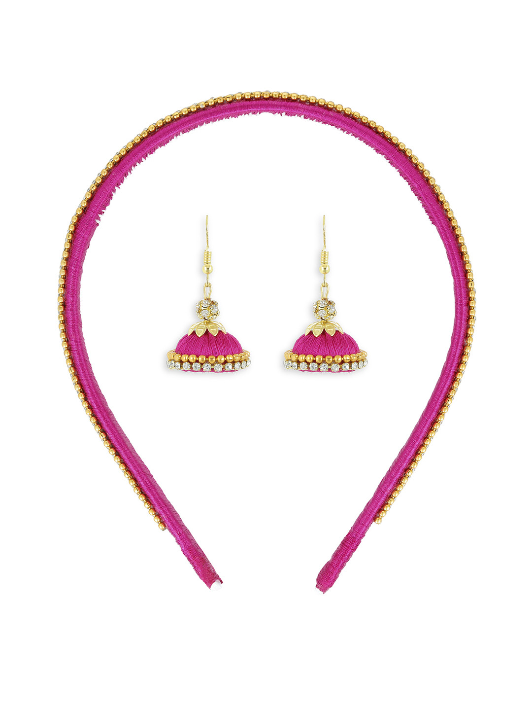 AKSHARA Girls Pink Set of 2 Beaded Hair Accessory Set