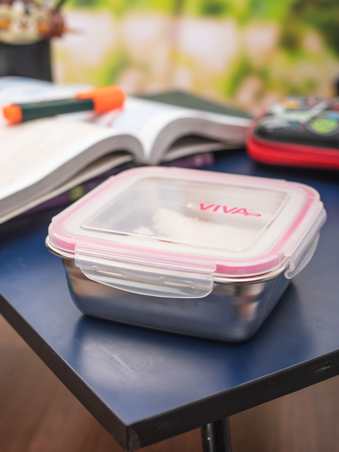 Viva H2O Steel Stainless Steel Dishwasher Safe 2 Piece Clip-On Box Container Set-750ml