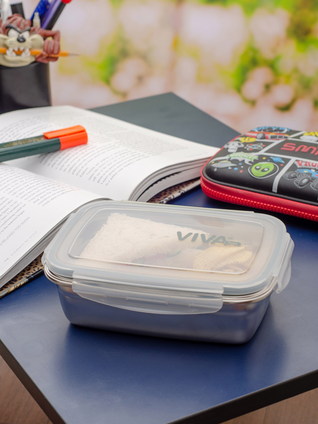 Viva H2O Steel Stainless Steel Dishwasher Safe Clip-On Box Container Set-850ml