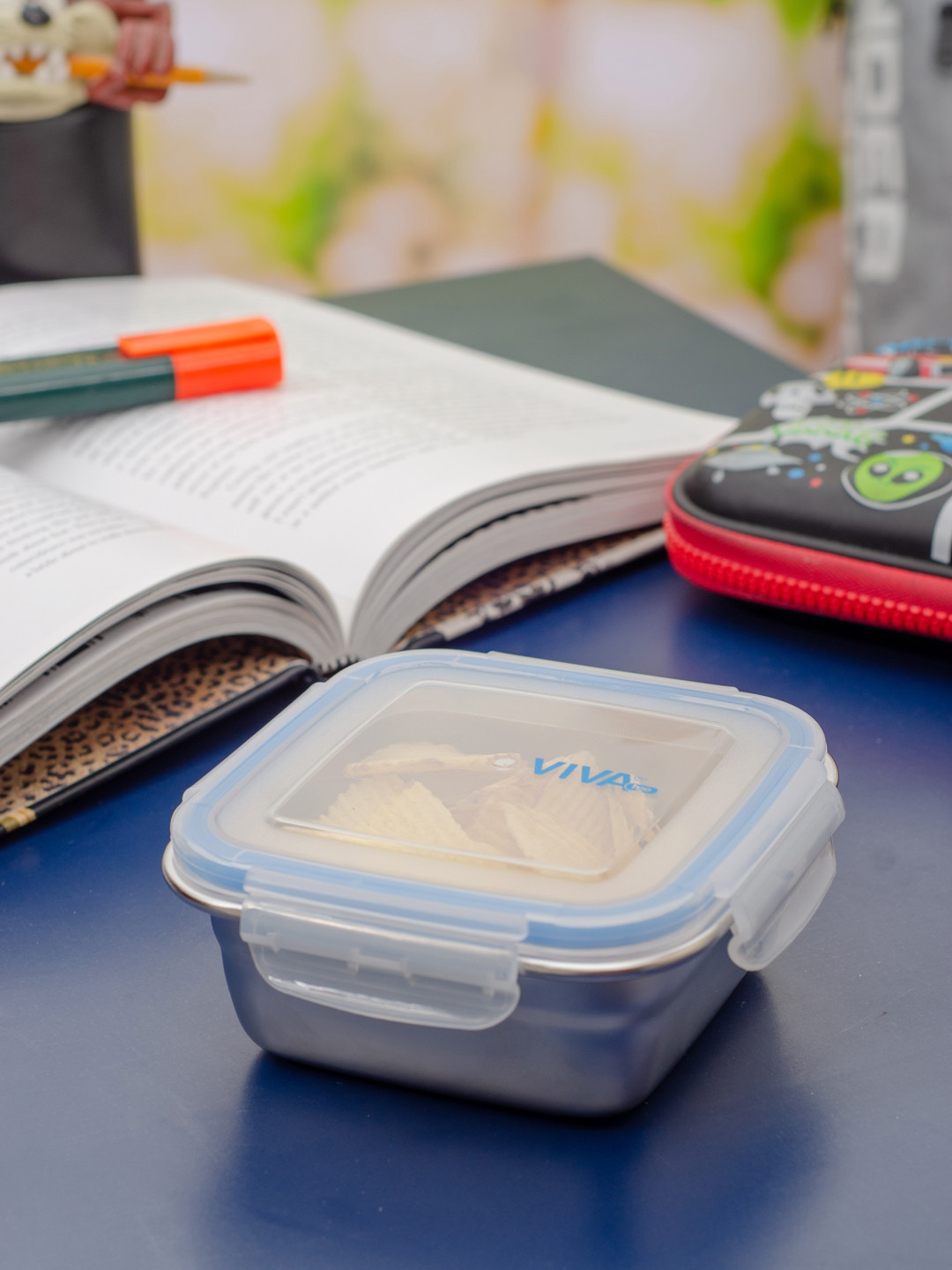 VIVA h2o Steel Solid Stainless Steel Dishwasher Safe 2PCs Lunch Box With Spoon and Fork