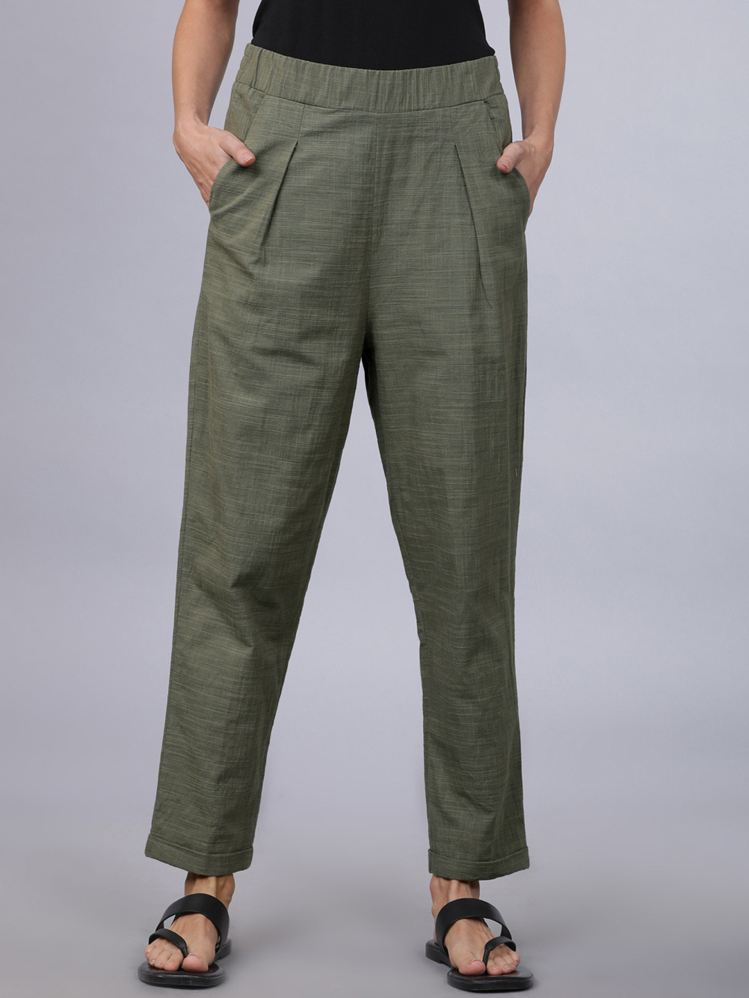 Tokyo Talkies Women Olive Green Trousers