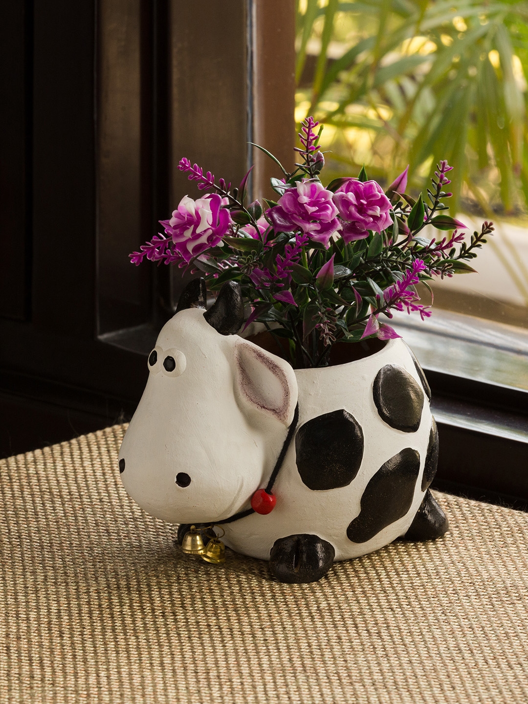 ExclusiveLane 'Planting Moo' Handmade   Hand painted Planter Pot In Terracotta  6 Inch 