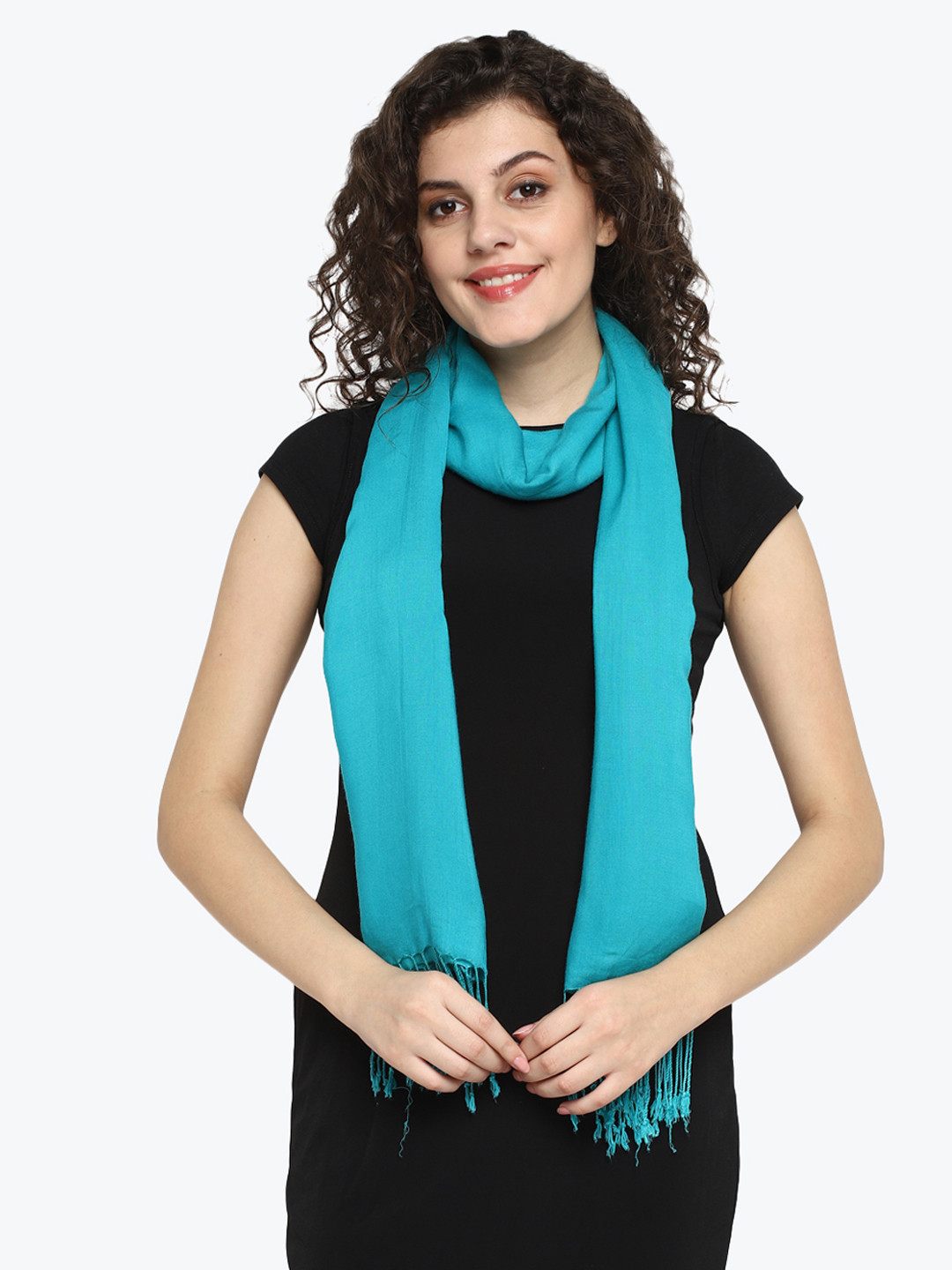 Aditi Wasan Women Turquoise Blue Solid Stole