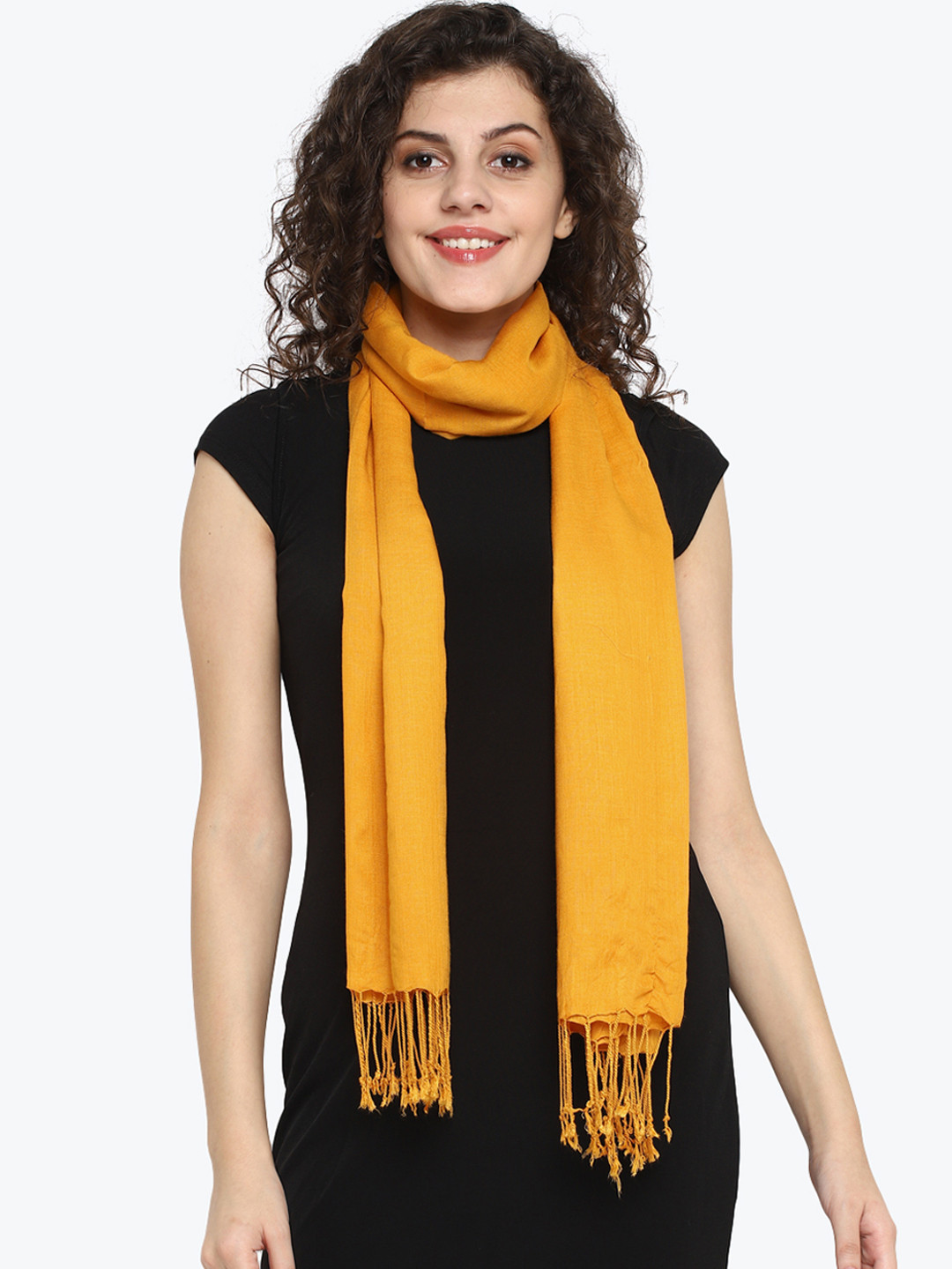 Aditi Wasan Women Mustard Yellow Solid Stole