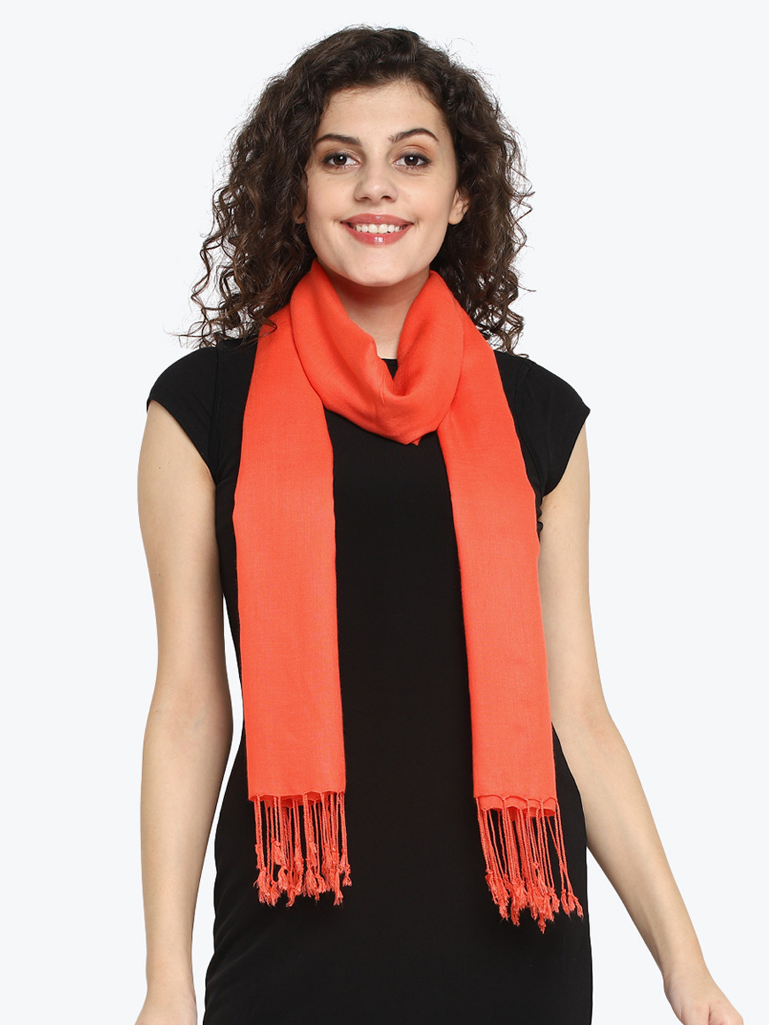 Aditi Wasan Women Orange Solid Stole