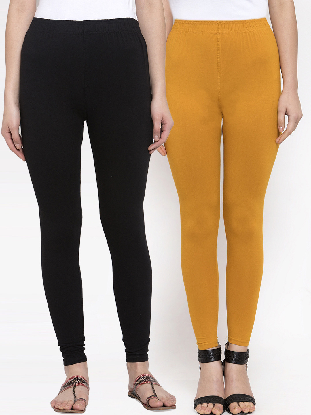 TAG 7 Pack Of 2 Solid Churidar-Length Leggings