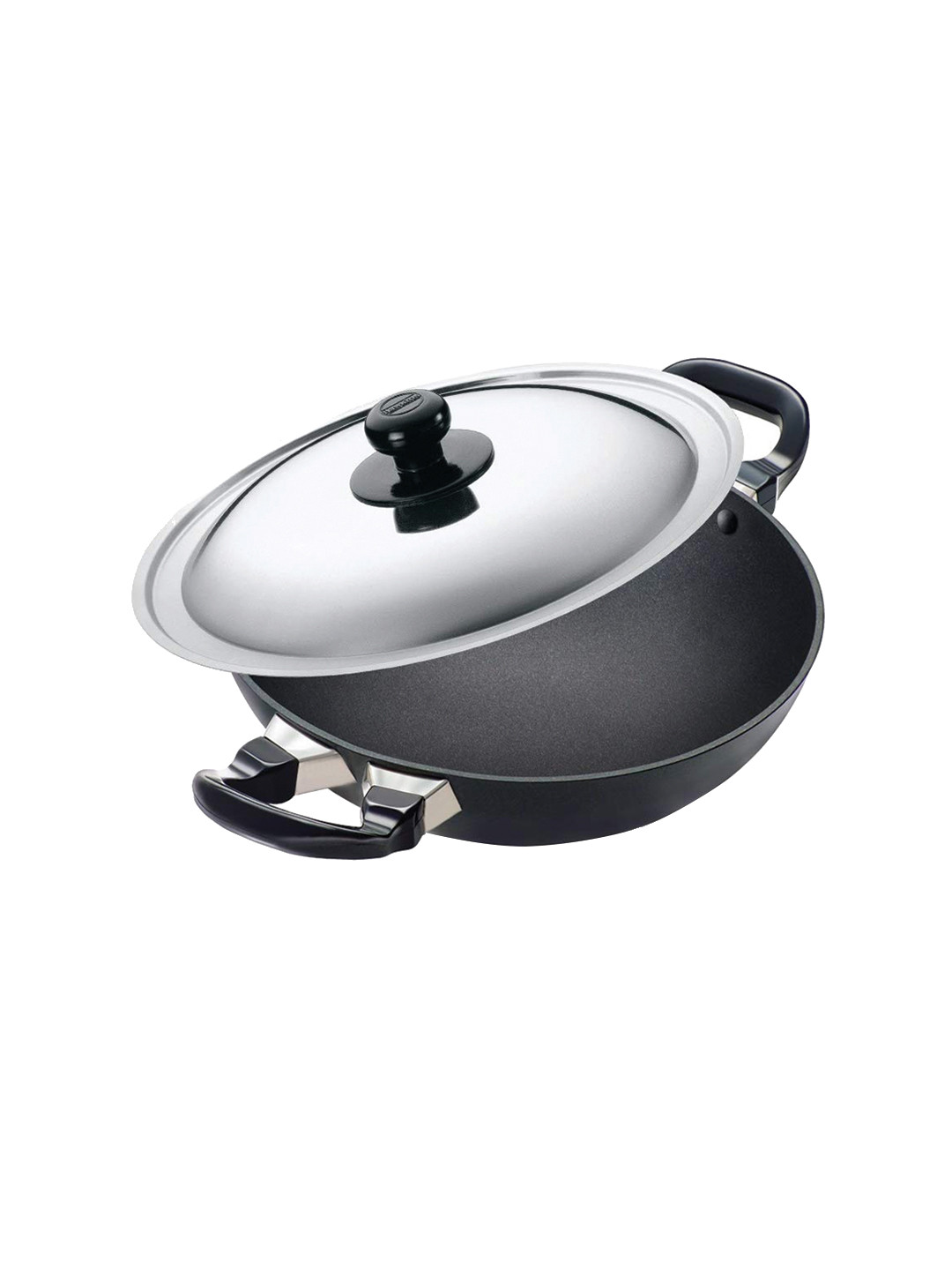 Hawkins Black Solid Futura Hard Anodised NonStick 3.25 mm Deep-Fry Pan With Stainless Steel Lid