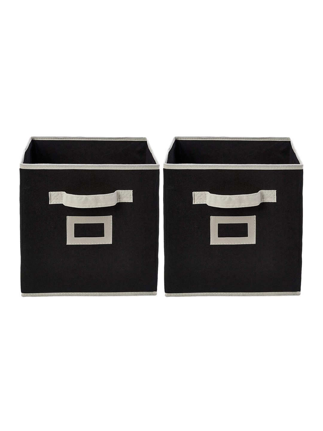 Kuber Industries Set Of 2 Black Solid Large Foldable Drawer Organizers