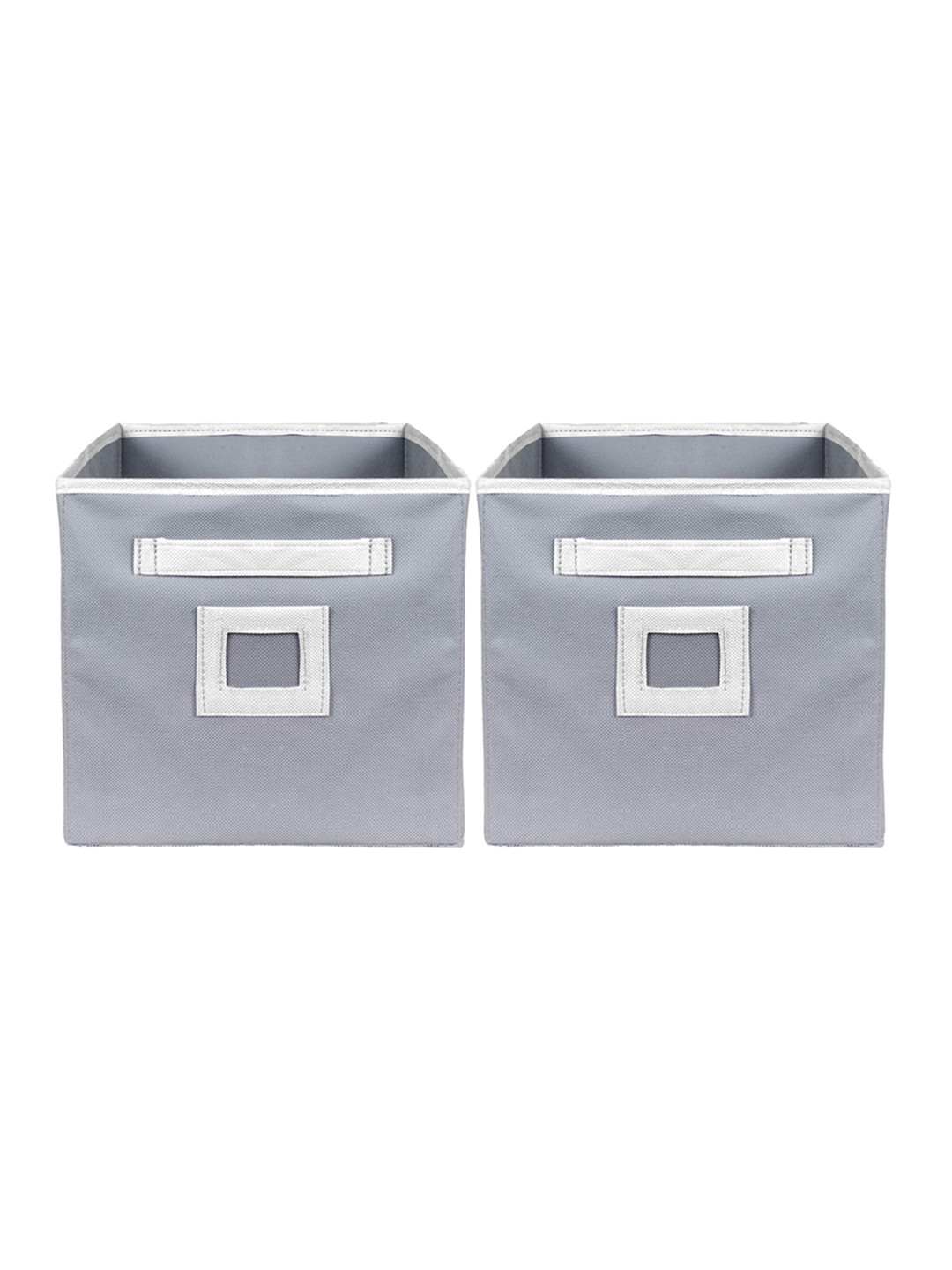 Kuber Industries Set Of 2 Grey Solid Large Foldable Cube Storage Boxes With Handle Replacement Drawer