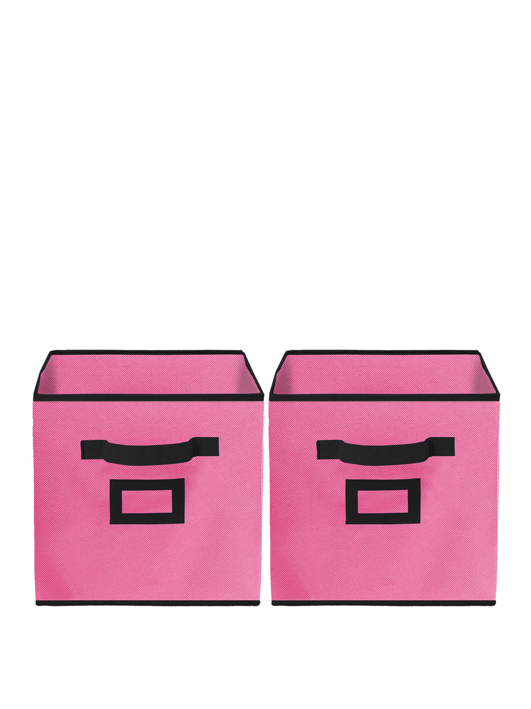 Kuber Industries Set Of 2 Pink Solid Large Foldable Storage Boxes With Handle Replacement Drawer