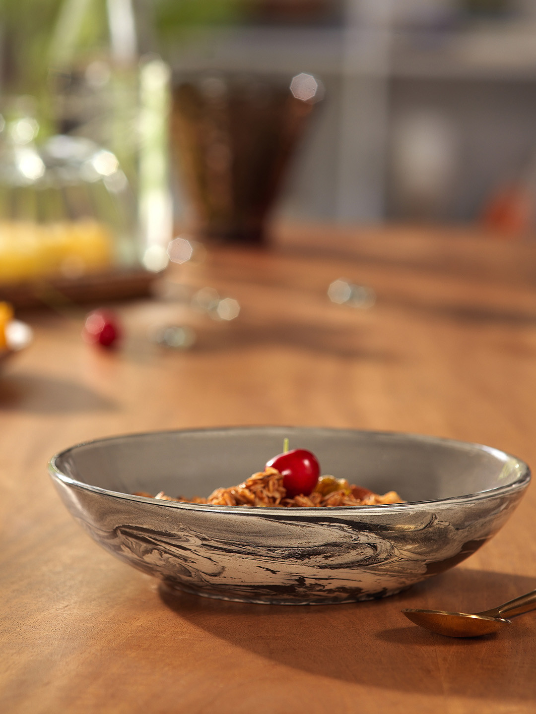 ellementry Black & Grey Textured Carbon Ceramic Pasta Bowl