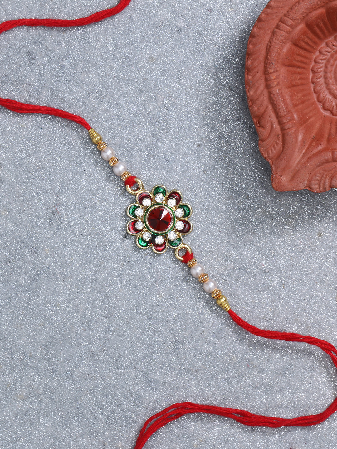 LIVE EVIL Men Gold-Plated & Red Alloy Handcrafted Rakhi