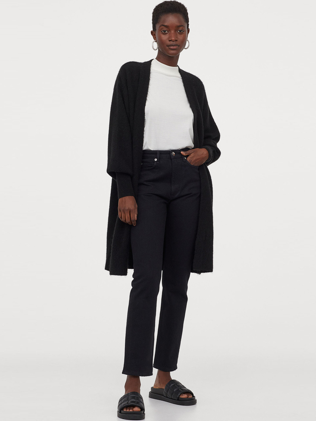 H&M Women Black Long Cardigan