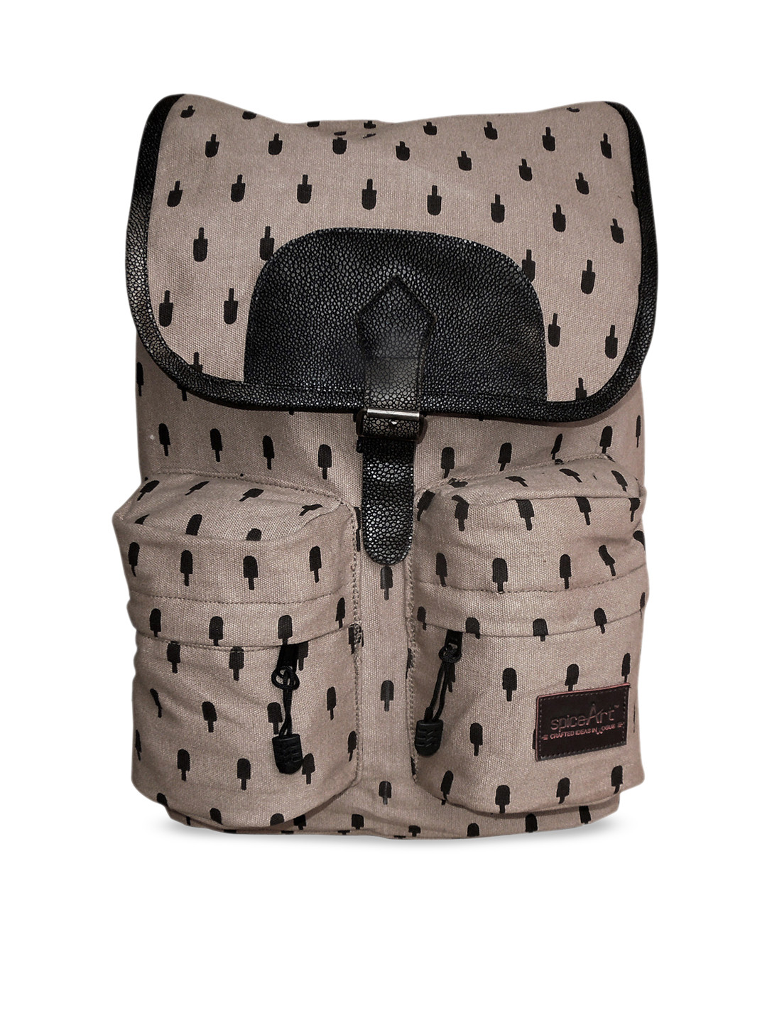 Spice Art Women Brown & Black Popsicle Print Backpack