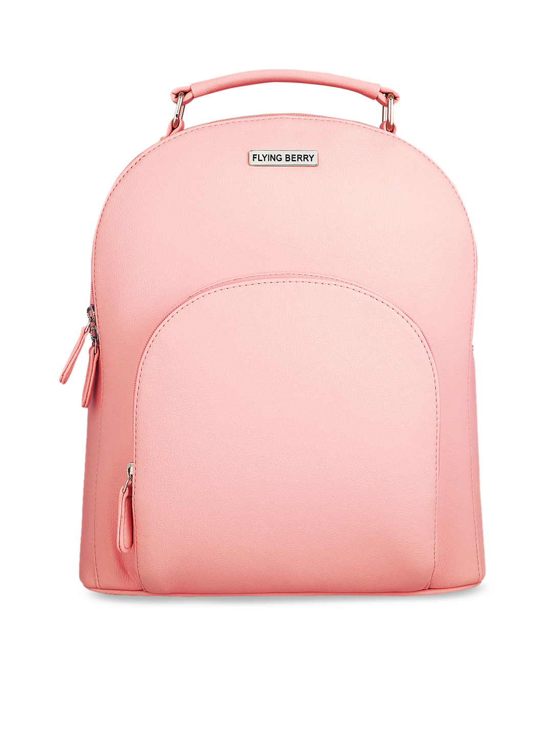FLYING BERRY Women Baby Pink Solid Backpack