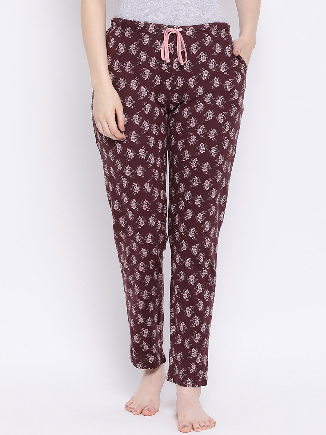 Kanvin Women Brown Floral Print Lounge Pants