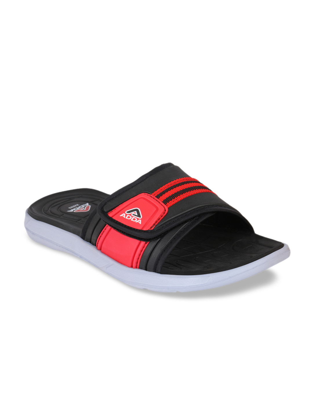 Adda Men Red & Black Colourblocked Sliders