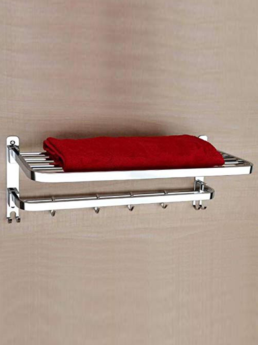 NOW ZEN Steel Toned 2 Tier Stainless Steel Folding Towel Rack
