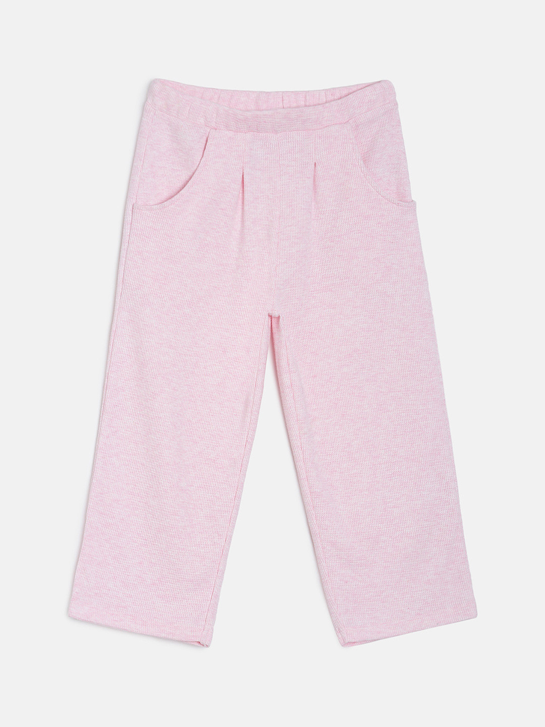 MINI KLUB Girls Pink Solid Knitted Track Pants