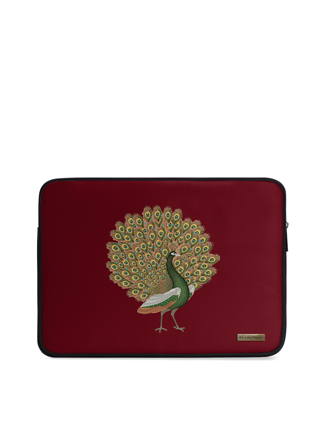 DailyObjects Unisex Maroon & Green Peacock Printed Laptop Sleeve