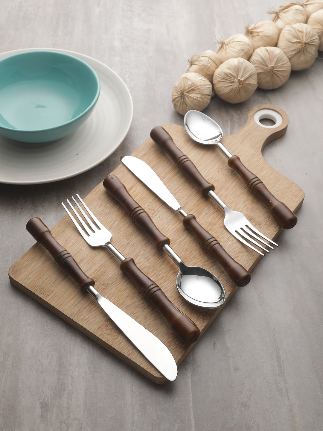 VarEesha Brown & Steel 6-Pieces Solid Stainless Steel Spoon Set