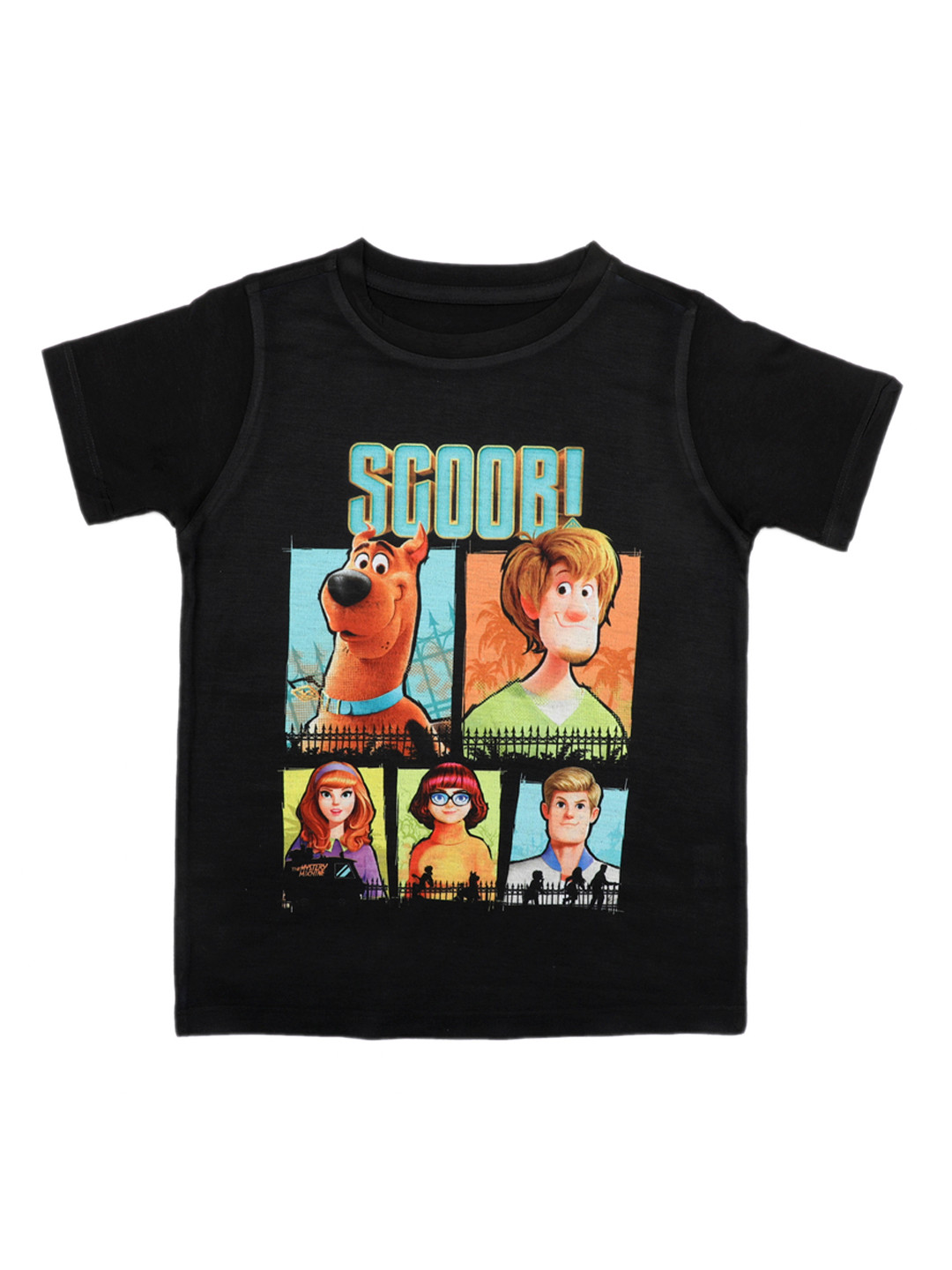 Scooby-Doo Boys Black & Orange Printed Round Neck T-shirt