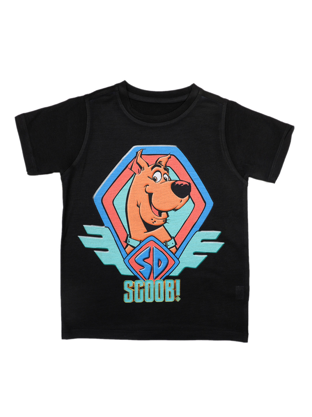 Scooby-Doo Boys Black & Orange Printed Round Neck T-shirt