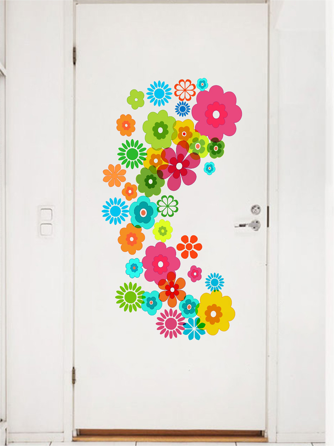 rawpockets Multicoloured Colorful Floral art Wall Stickers