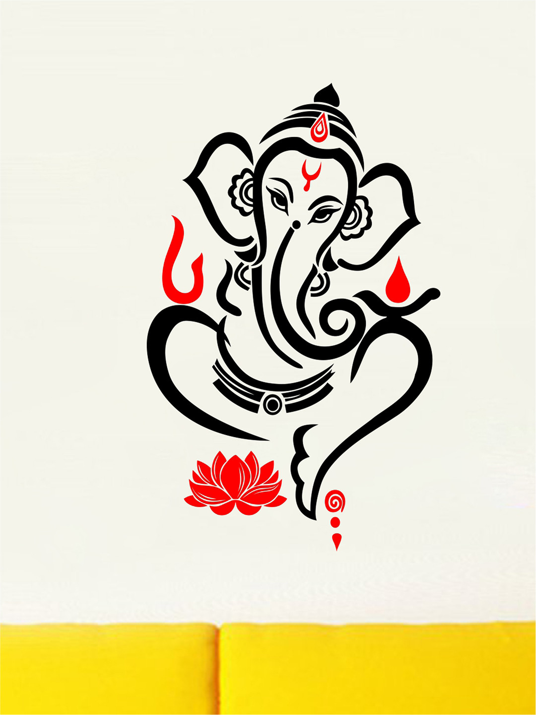 rawpockets Black & Red Lord Ganesha Wall Stickers