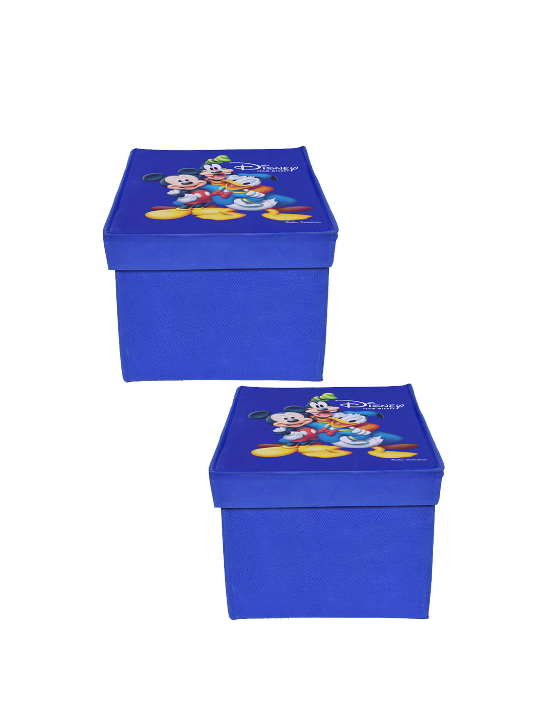 Kuber Industries Set of 2 Blue Disney Tram Mickey Wardrobe Organiser Boxes with Lids