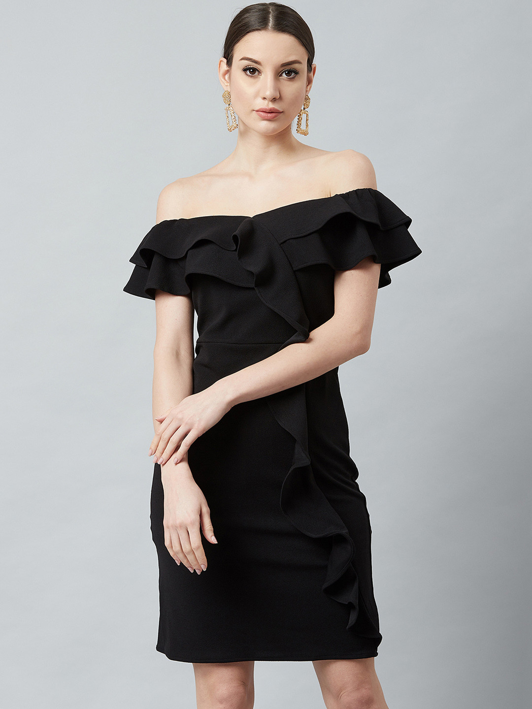 Athena Women Black Solid Bodycon Dress