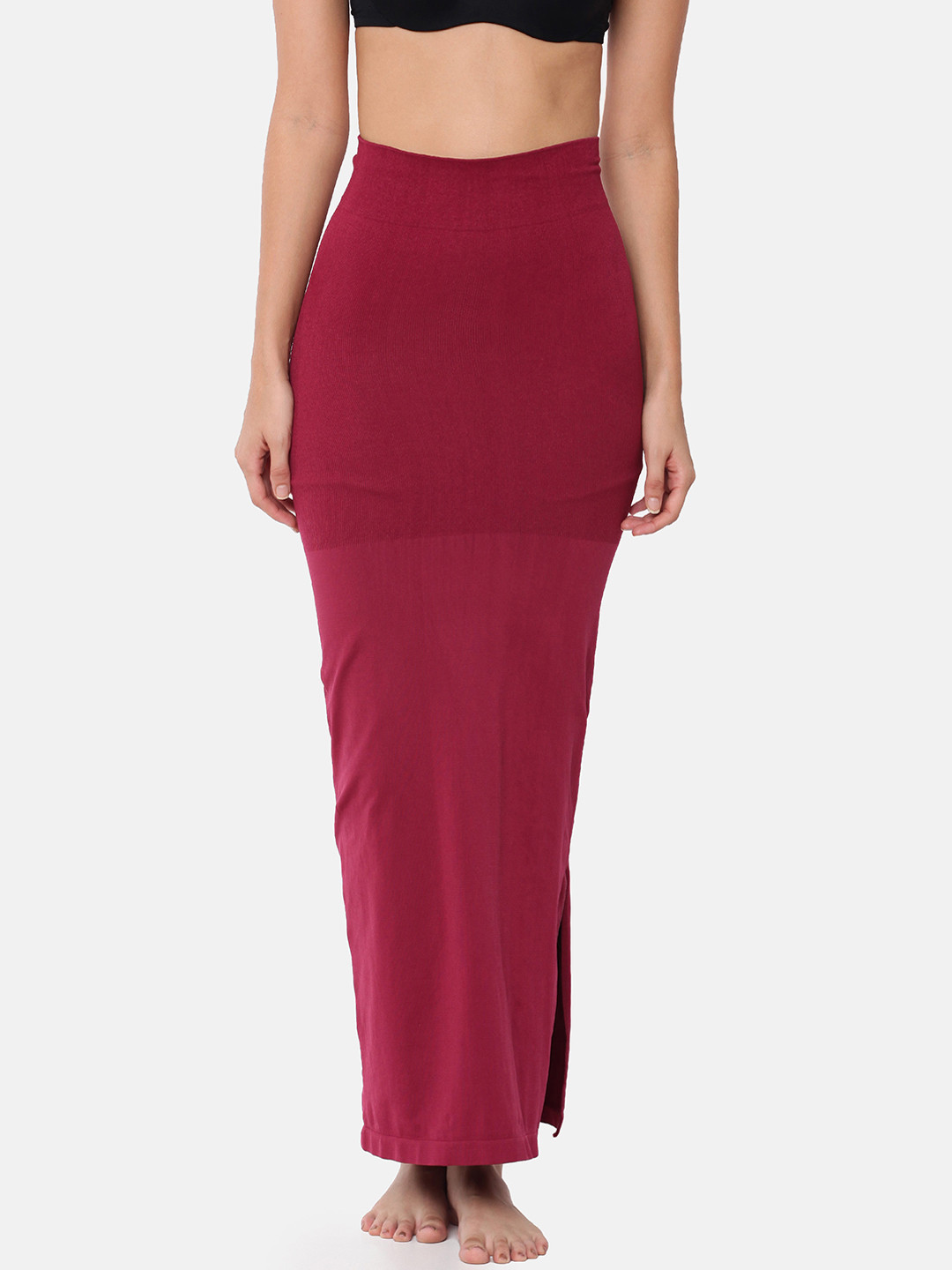 GOLDSTROMS Women Burgundy Solid Saree Shapewear SSWR-BGNDY