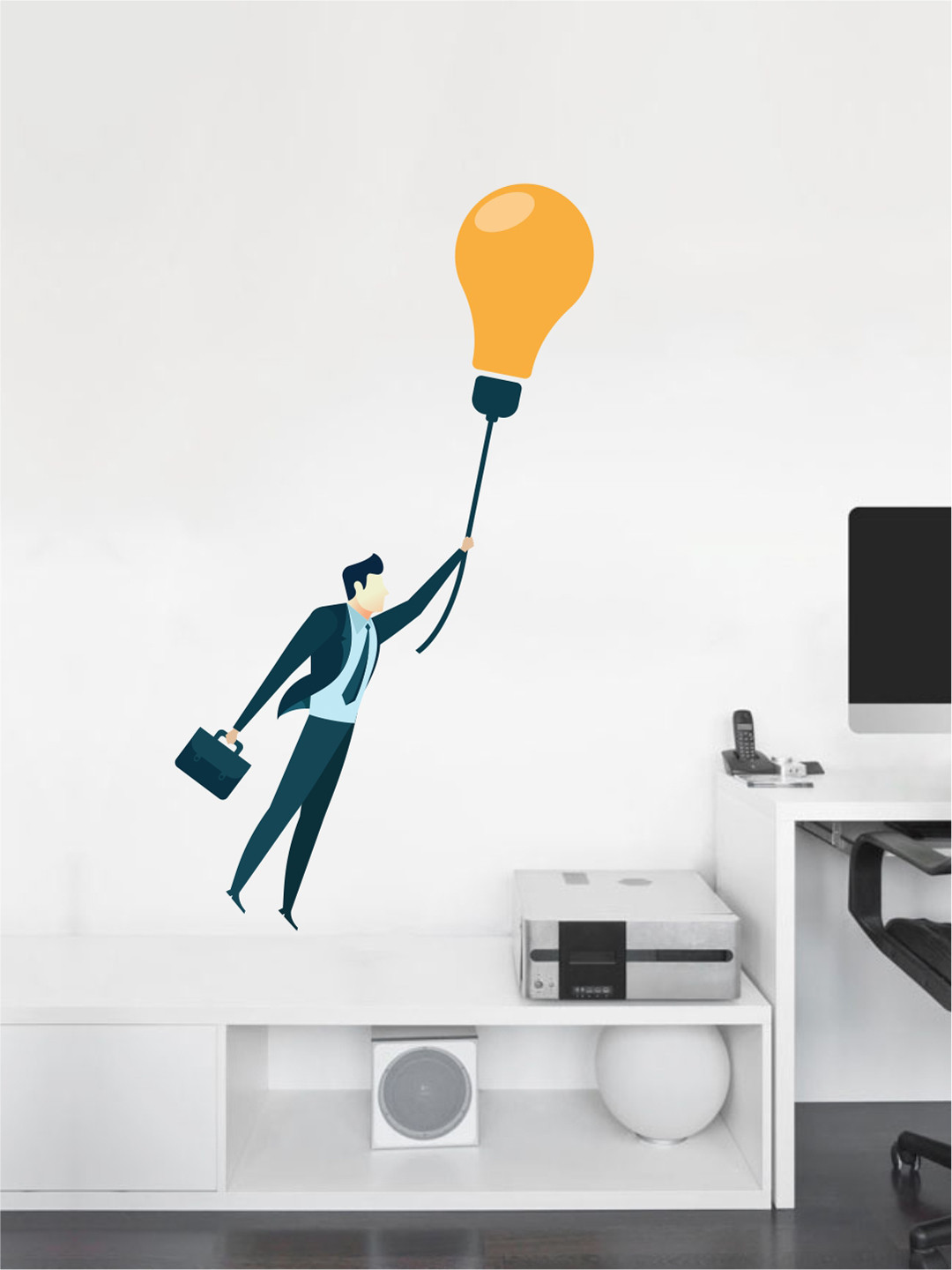 rawpockets Multicoloured Business Man With Idea PVC Vinyl Wall Stickers