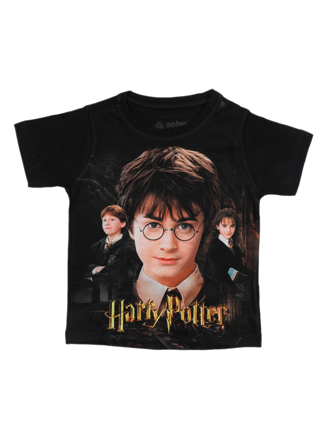 Harry Potter Boys Black Printed V-Neck T-shirt