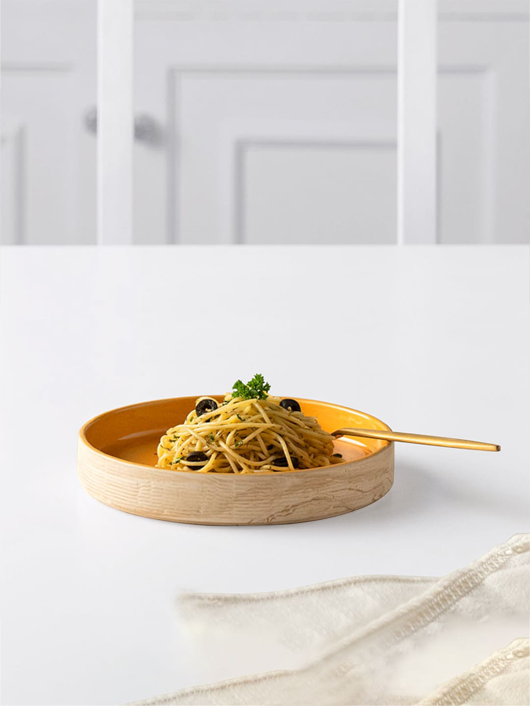 ellementry Beige Solid Ceramic Plate