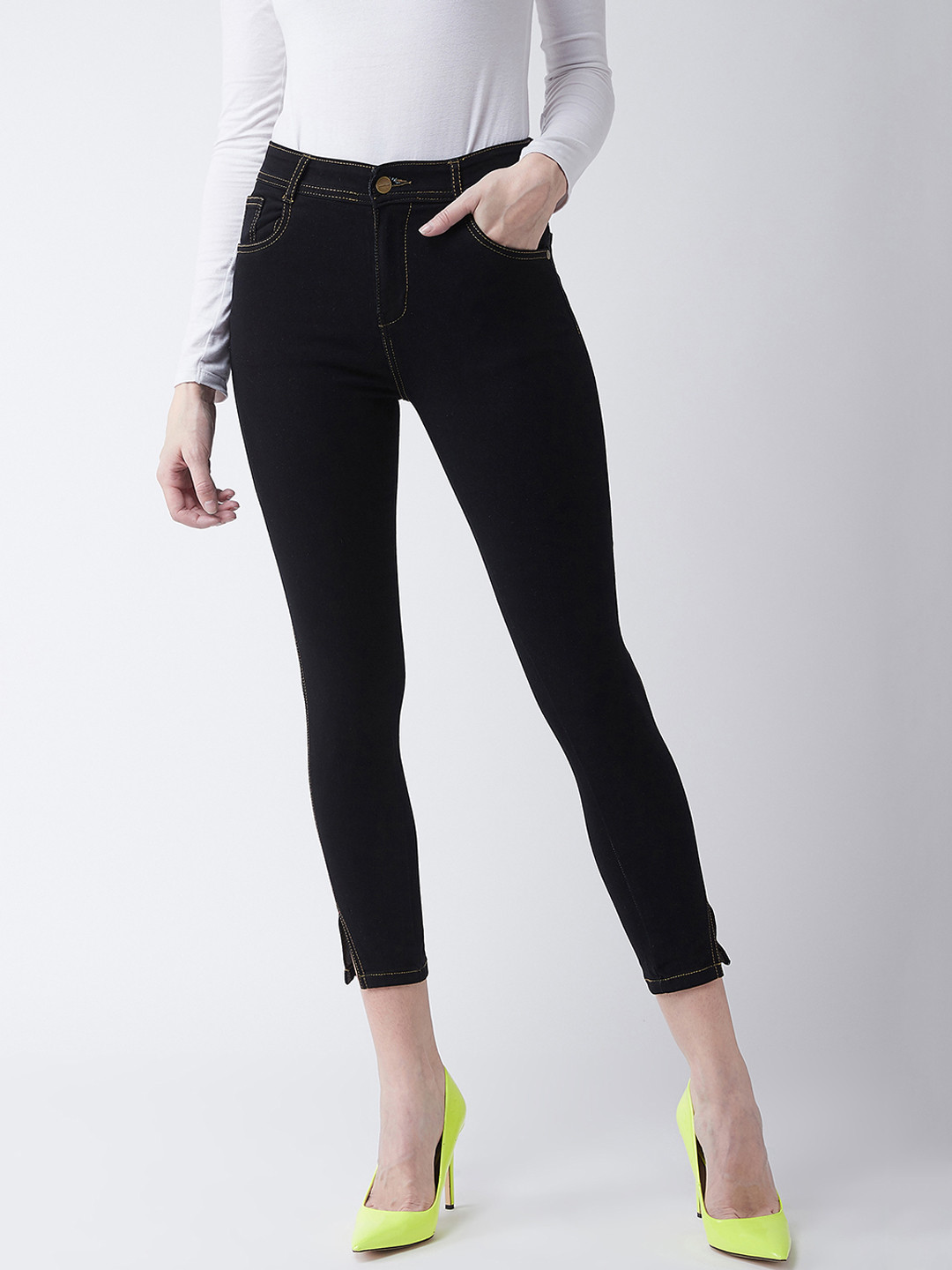 Miss Chase Women Black Skinny Fit High-Rise Clean Look Stretchable Jeans