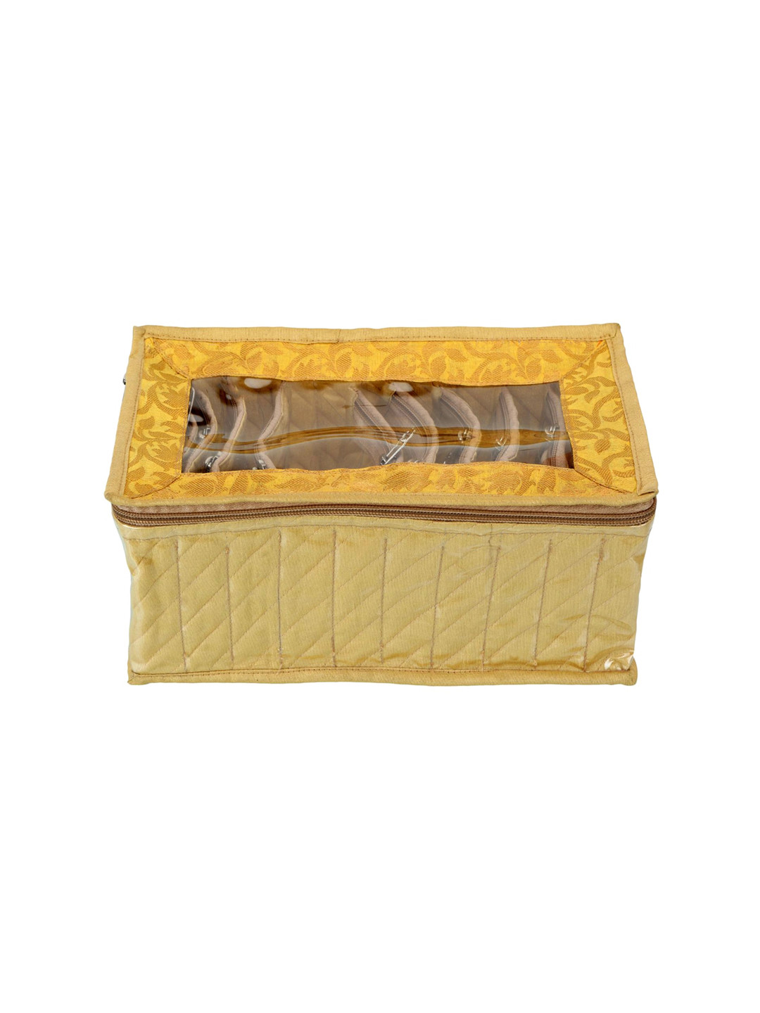 Kuber Industries Gold-Coloured Solid Jewellery Organizer With 10 Pouches