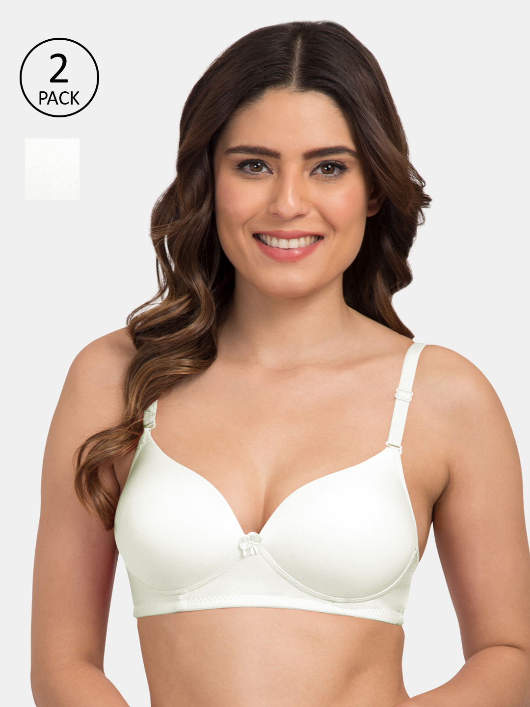 Tweens Off-White Pack of 2 Solid Non-Wired Heavily Padded T-shirt Bra TW-1570-OFFW-2PC-30B