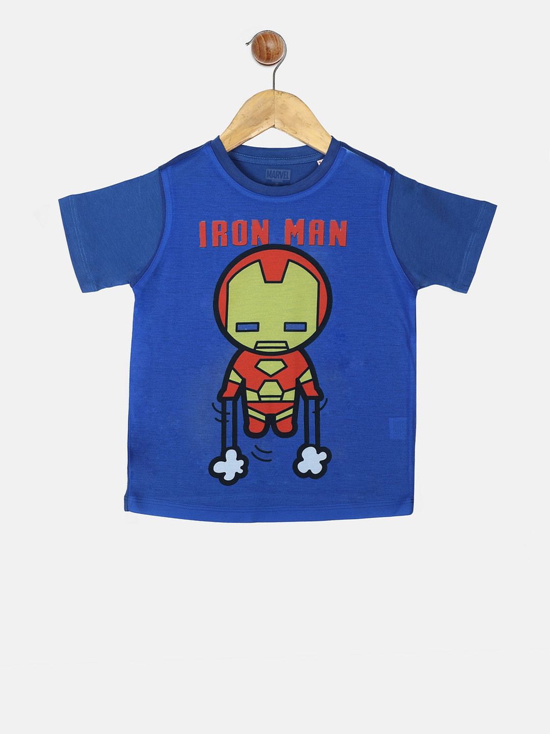 YK Marvel Boys Blue Avengers Iron Man Print Round Neck T-shirt