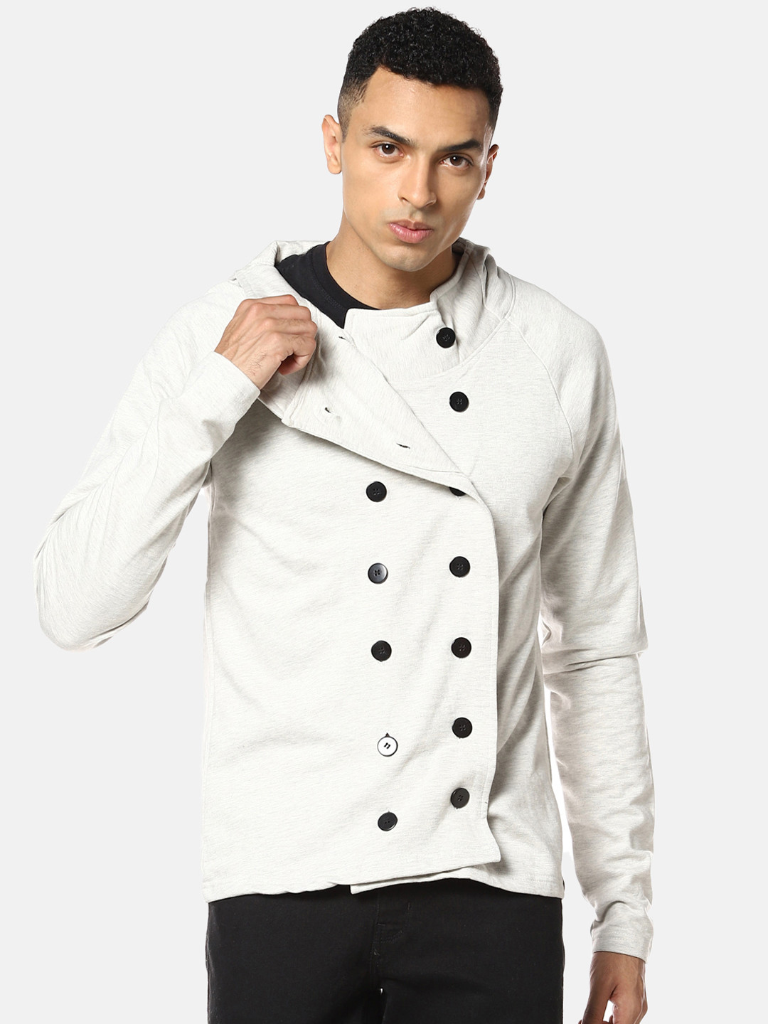 Campus Sutra Men Off-White Solid Tailored Jacket