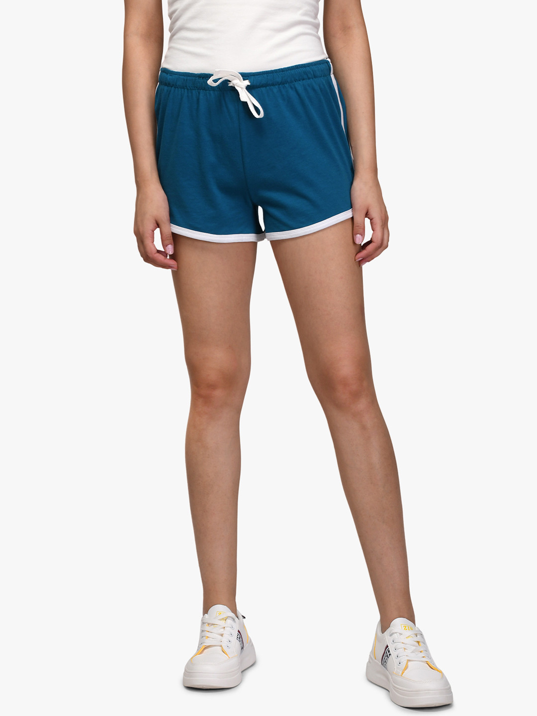 Kotty Women Blue Solid Regular Fit Knitted Hot Pants