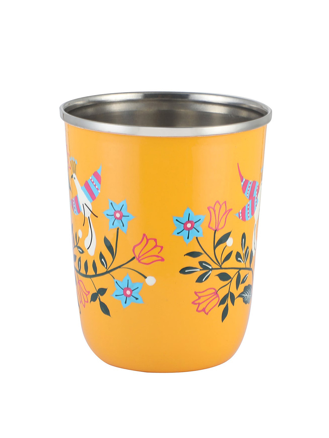 Chumbak Yellow Set Stainless Steel Glass