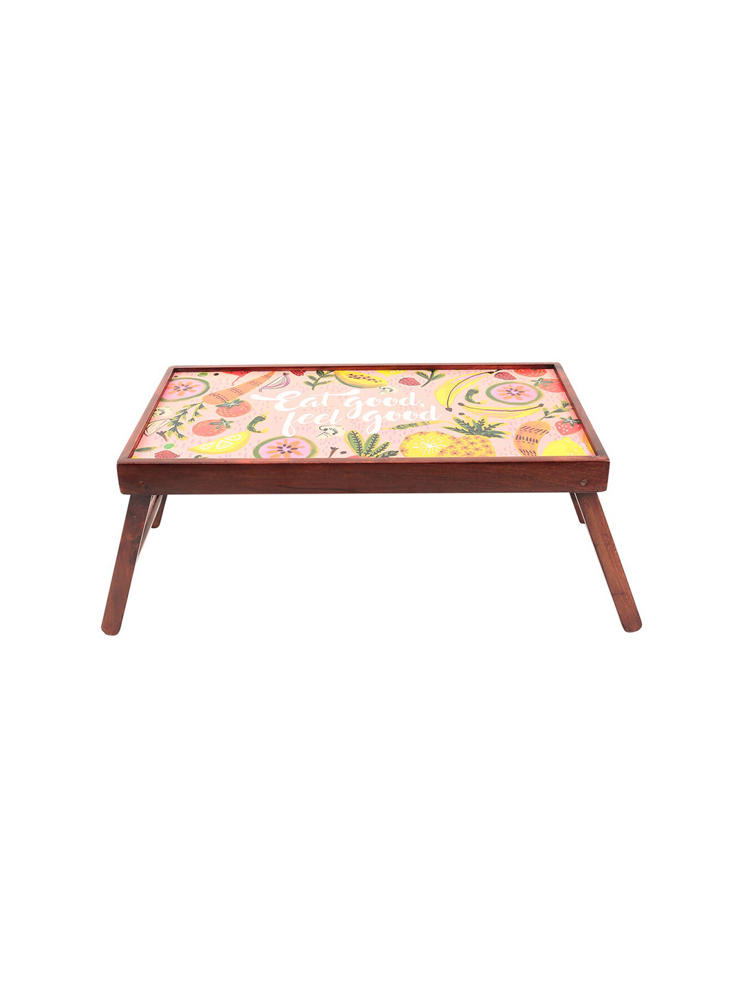 Chumbak Brown Eat Good Feel Good Breakfast Table Cum Tray