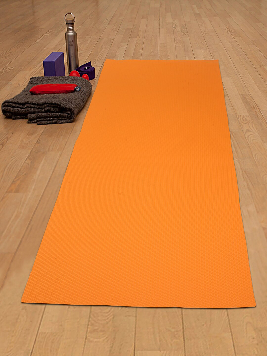 HOSTA HOMES Textured Orange Anti Skid Yoga Mat