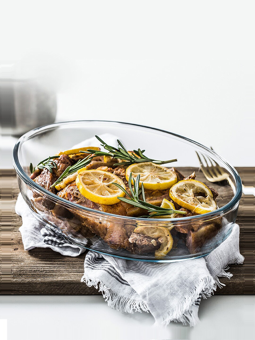 INCRIZMA Transparent Solid Borosilicate Glass Oval Baking Tray