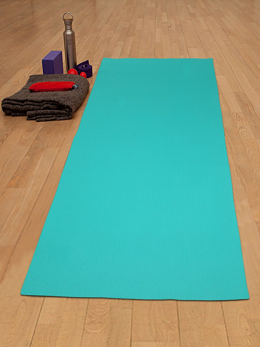 HOSTA HOMES Unisex Sea Green Textured Anti Skid Yoga Mat