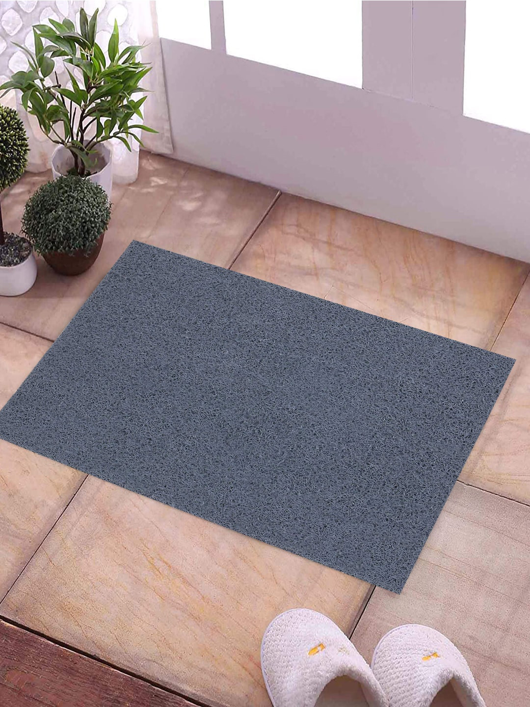 Kuber Industries Grey Solid Rubber Anti-Skid Doormat